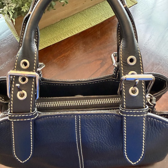 Vintage Dooney & Burke Black Pebble Leather Double Handle Satchel Handbag - Picture 10 of 16